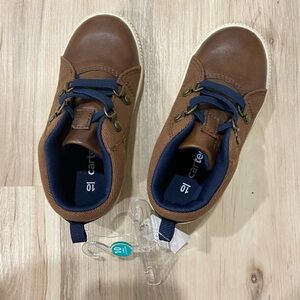 Carter Kids, Brown Leather Look Sneaker, Size 10, Never Worn